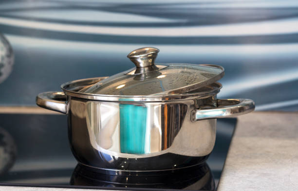 istock Big pot in modern kitchen with induction stove 663988172