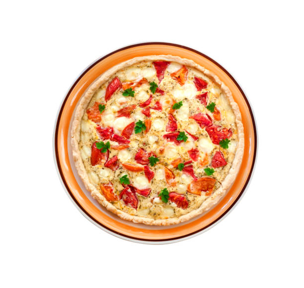 istock Tart with salted sheep cheese and tomatoes 663990786