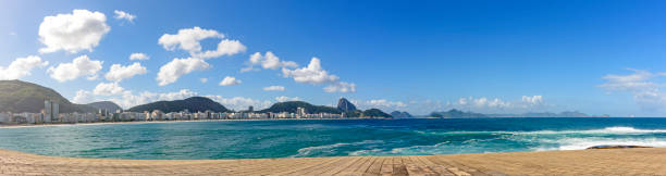 Copacabana beach Panoramic image of Copacabana beach in Rio de Janeiro copacabana rio de janeiro stock pictures, royalty-free photos & images