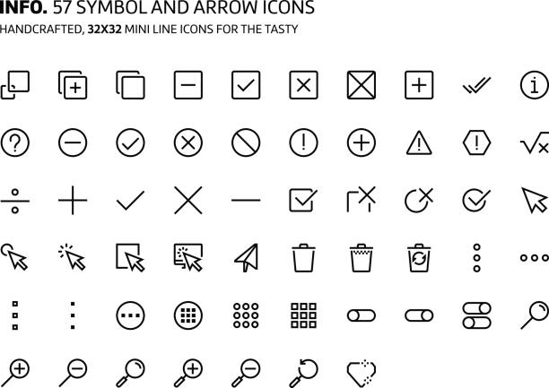 illustrations, cliparts, dessins animés et icônes de mini ligne de symboles, illustrations, icônes - direction arrow sign road sign escape