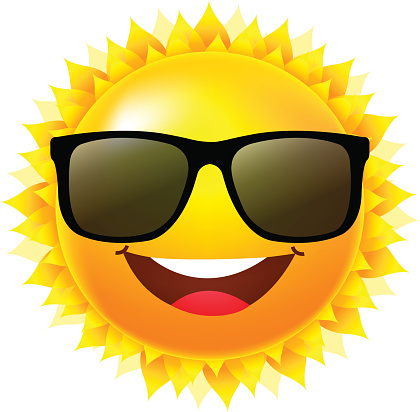 Sun With Sunglasses With Gradient Mesh, Vector Illustration
