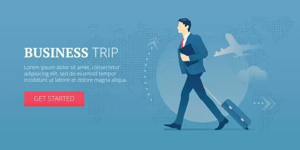 Vector illustration of Business trip web banner