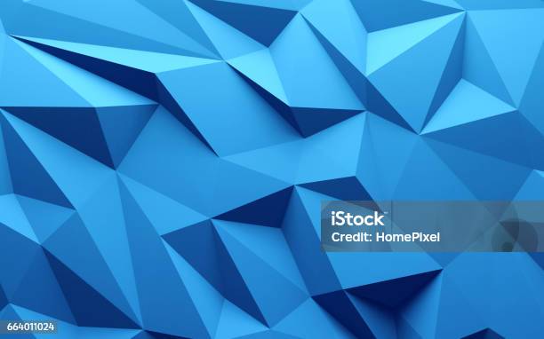 3d Rendering Blue Color Triangle Geometrical Background Stock Illustration - Download Image Now