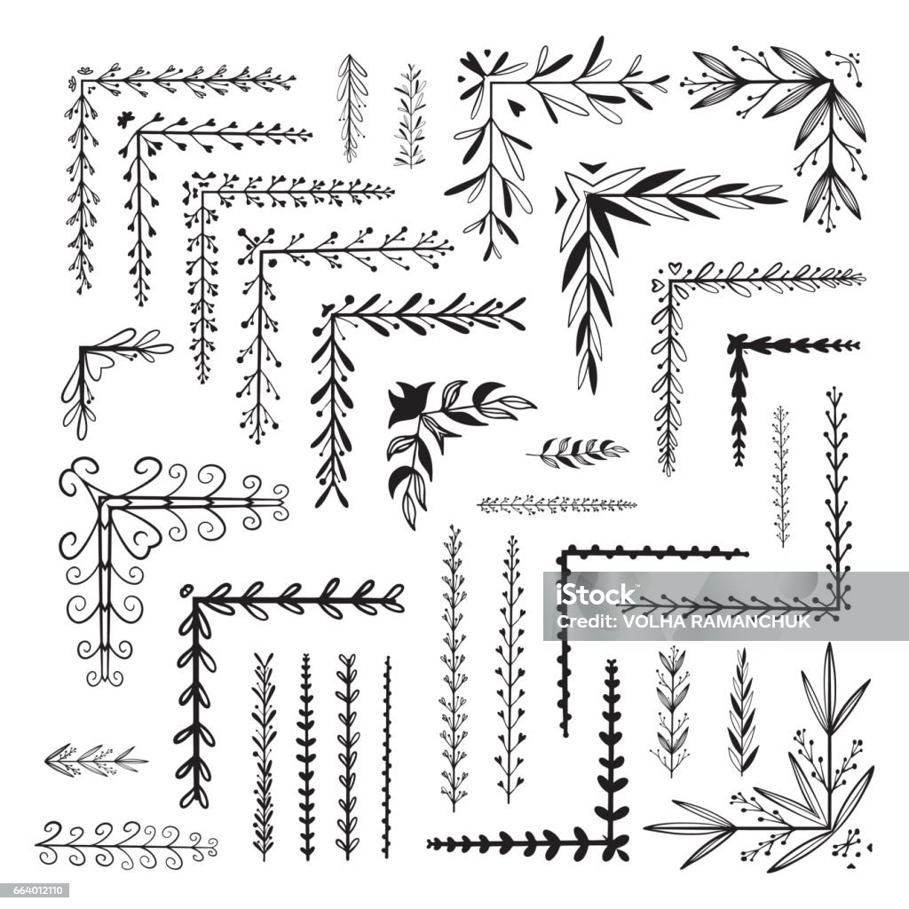 Dingbat Divider Hand Drawn Floral Borders Dingbats Dividers Angles Stock Illustration ...
