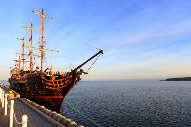 istock Old wooden ship at pier 664012180