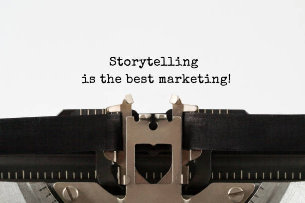istock Storytelling is the best Marketing text typed on retro typewriter 664015806