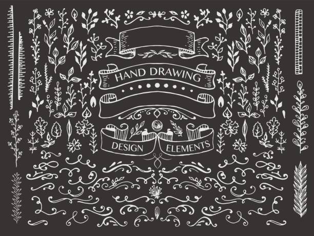 hand-drawing design elements vector art illustration
