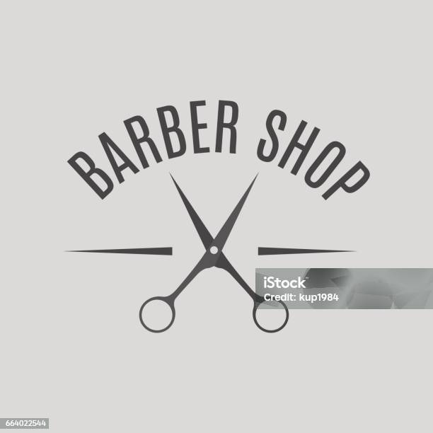 Grey Emblem Barber Shop Vector Illustration Stock Illustration - Download Image Now - Logo, Barber Shop, Hairdresser