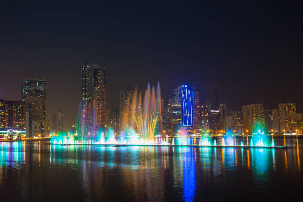 istock Musical fountain show 664032382