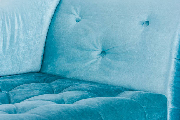 istock Blue sofa in white interior and gray floor. Venetian style 664035570