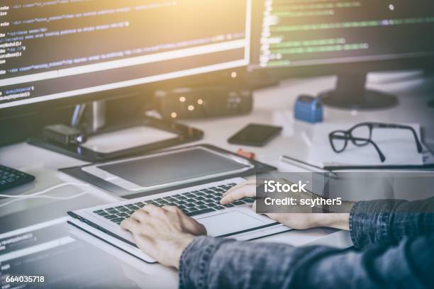 Website Design Developing Programming And Coding Technologies Stock Photo - Download Image Now