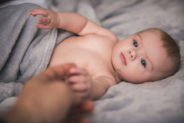 istock Cute baby at home 664047142