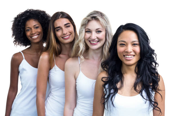 istock Multiethnic women standing in a line 664051208