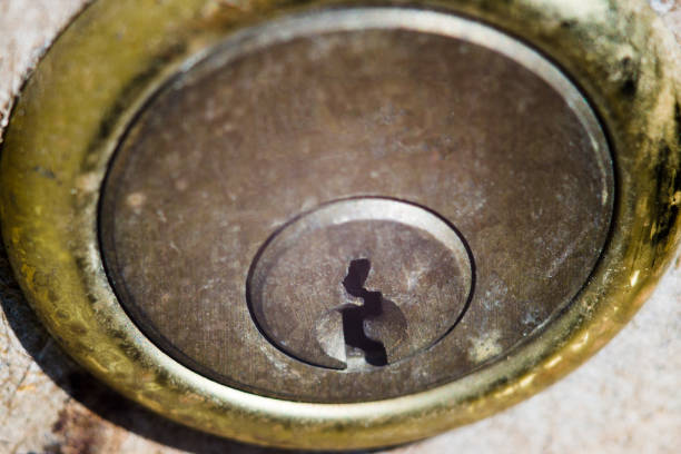 istock The old rusted lock on the door 664051946