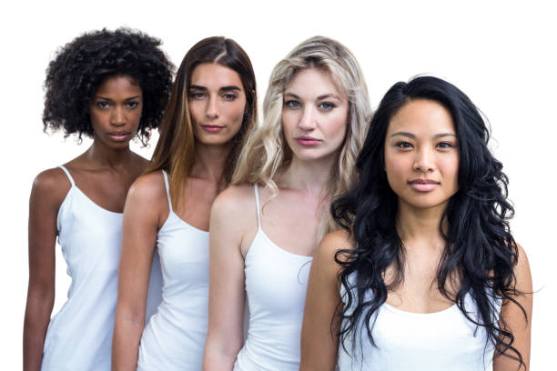 istock Multiethnic women standing in a line together 664054138