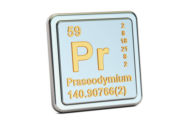 istock Praseodymium Pr, chemical element sign. 3D rendering isolated on white background 664055490