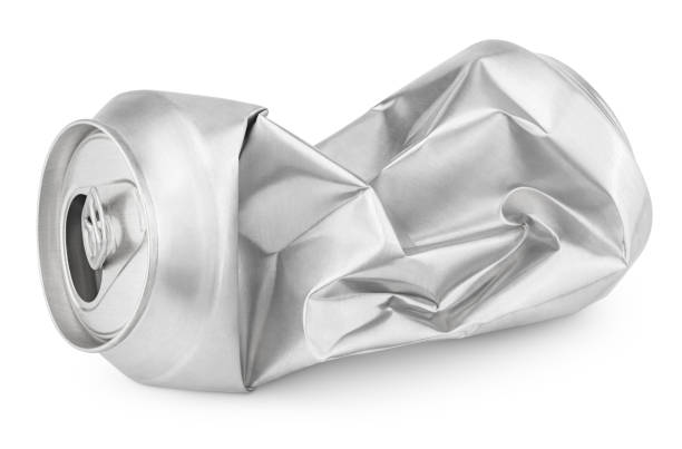 istock Crumpled empty soda or beer can isolated on white 664061180