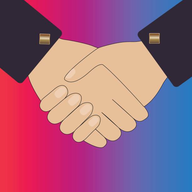 istock Handshake of business people. Vector illustration for web design and marketing 664062182