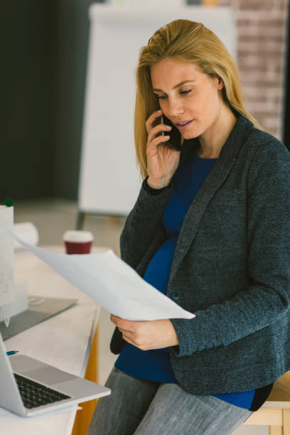 istock Pregnant woman Working in Her Office 664071550