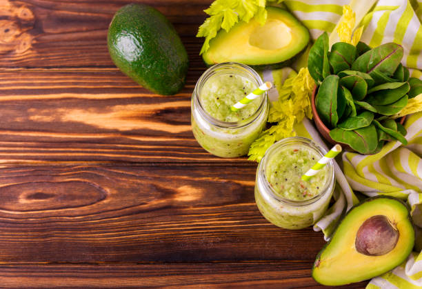 istock Green smoothie with avocado, spinach and celery. Healthy food 664071744