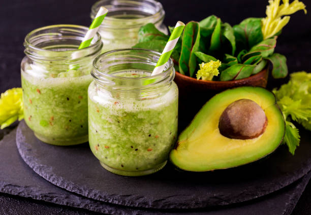 istock Green smoothie with avocado, spinach and celery. Healthy food 664071910