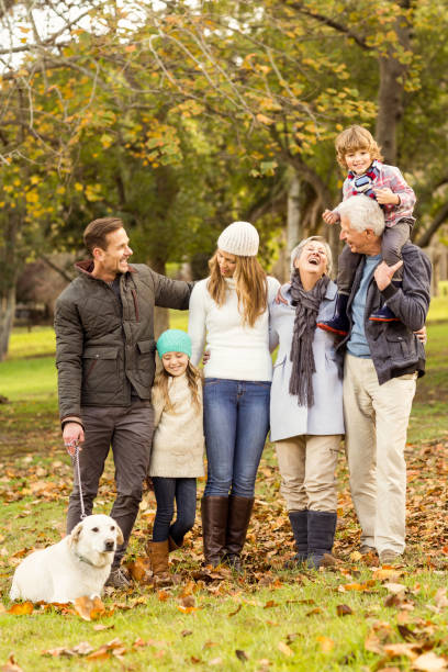 istock Extended family posing with warm clothes 664072278