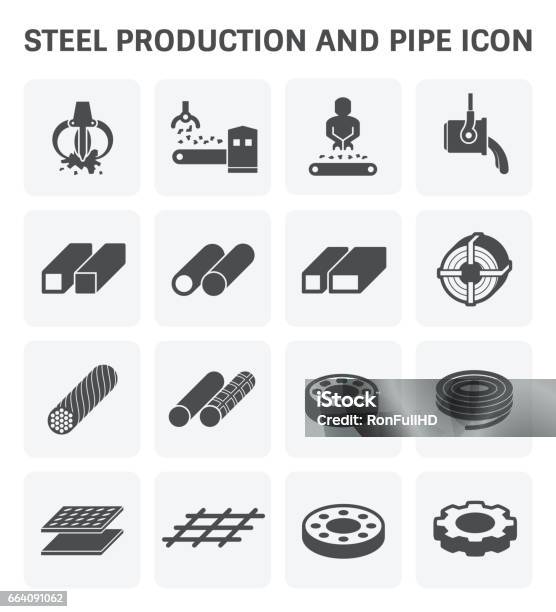 Stel Metal Icon Stock Illustration - Download Image Now - Steel, Metal, Pipe - Tube