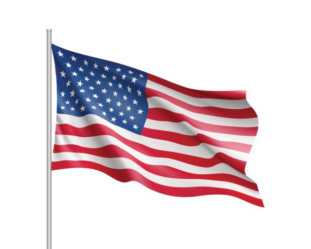 united state of america flagge - waving stock-grafiken, -clipart, -cartoons und -symbole