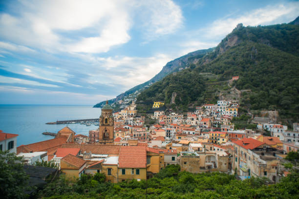 istock Panoramic view of Amalfi and harbor,Italy 664109846