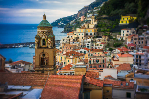 istock Panoramic view of Amalfi and harbor,Italy 664109858