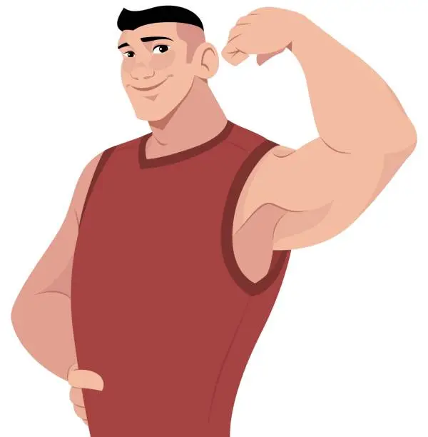 Vector illustration of Guy Flexing An Arm