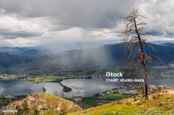 Rain Clouds Rolling Over The Town And Lake Osoyoos Southern British Columbia Canada Stock Photo - Download Image Now