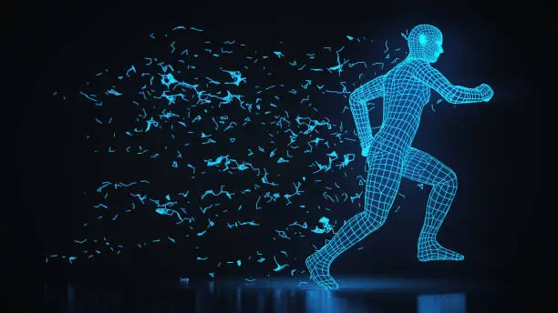 Photo of Running 3D Wireframe Man Technological Progress