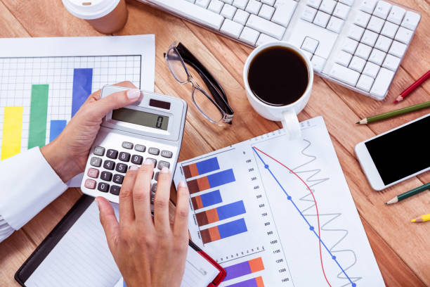 istock Close up view of business stuff 664119738
