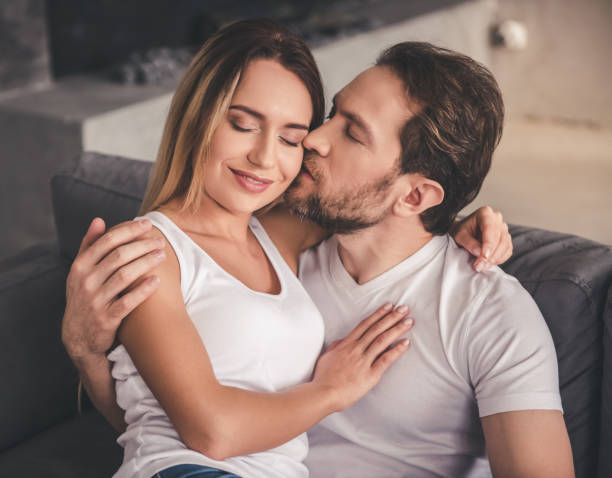 istock Beautiful couple at home 664135566