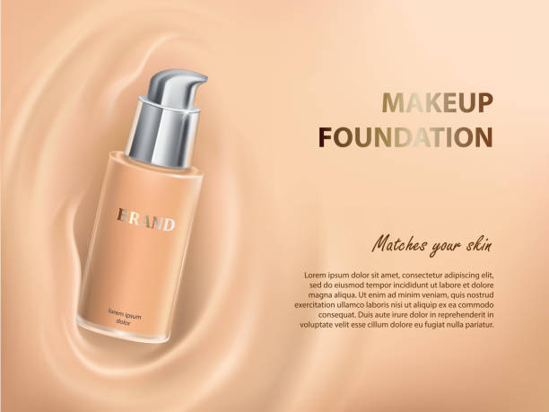 istock Colorstay make-up in elegant packaging on a background of wave of foundation 664144600