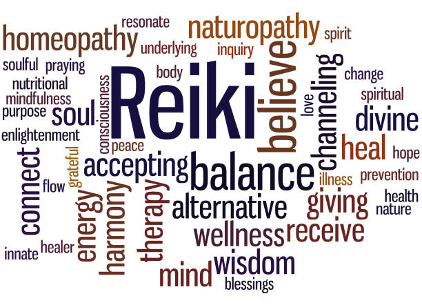 Reiki, word cloud concept 8 Reiki, word cloud concept on white background. reiki stock illustrations