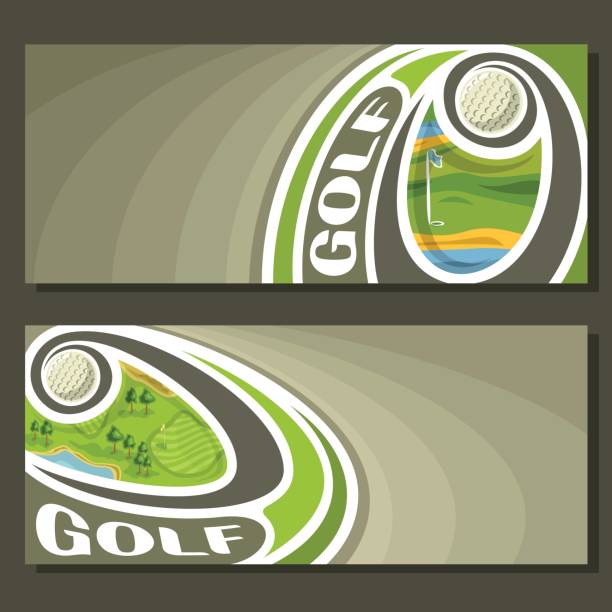 векторные баннеры для гольфа - golf ball golf curve banner stock illustrations