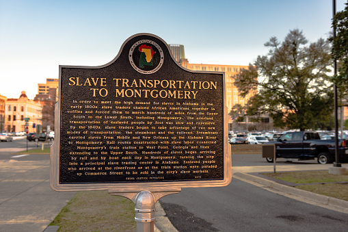 Historic plaque commemorating the slave trade in the nineteen century.