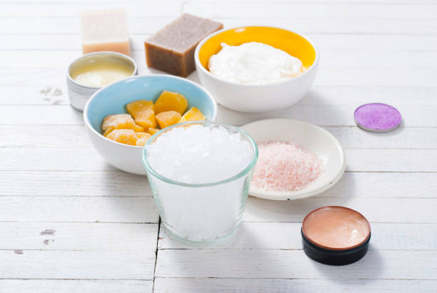 istock Beauty product samples on white wood 664148348