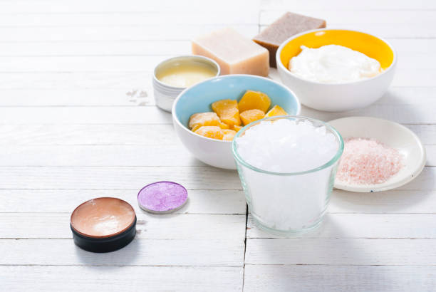 istock Beauty product samples on white wood 664148378