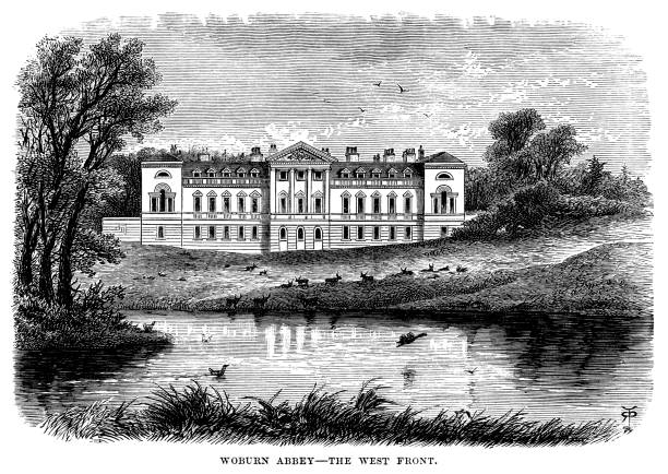 istock West Front of Woburn Abbey, Bedfordshire (Victorian engraving) 664149106