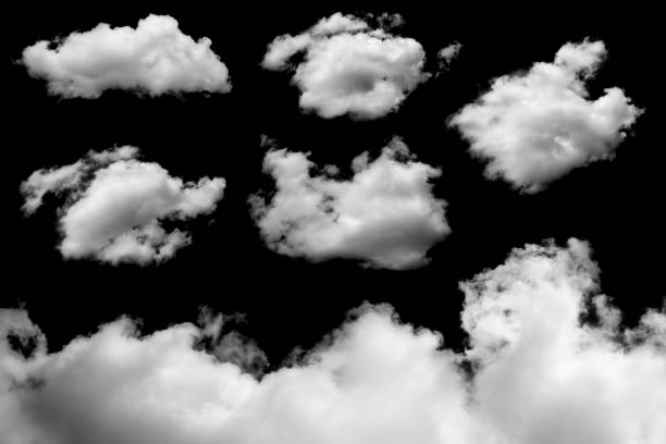 istock Set of White clouds on black background 664155740