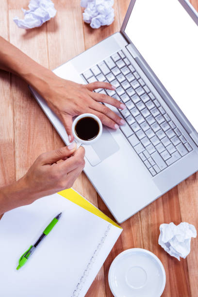 istock Part of hands typing on laptop 664156222