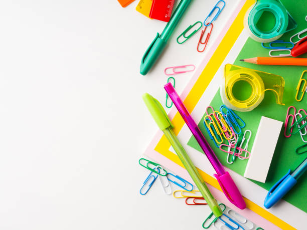 istock Stationery colorful school writing tools accessories pens 664171274