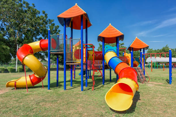 istock Modern children playground in park 664171544