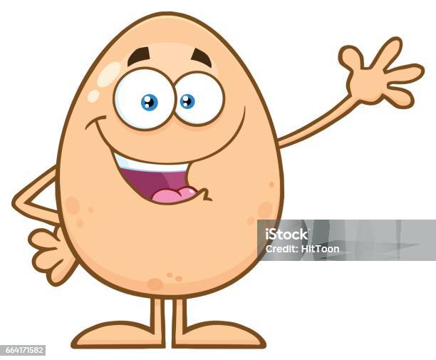 Happy Egg Cartoon Mascot Nhân Vật Vẫy Tay Chào Hình minh họa Sẵn có - Tải  xuống