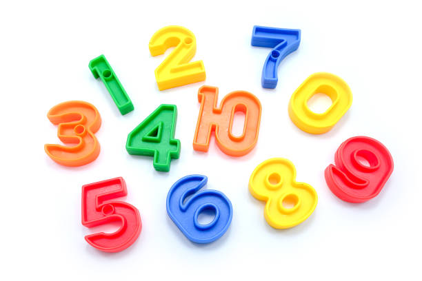 Colorful plastic numbers, isolated on a white background