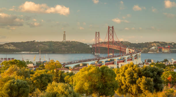 Golden Bridge Lisbon Bridge at Sunrise, Portugal lisbon photos stock pictures, royalty-free photos & images