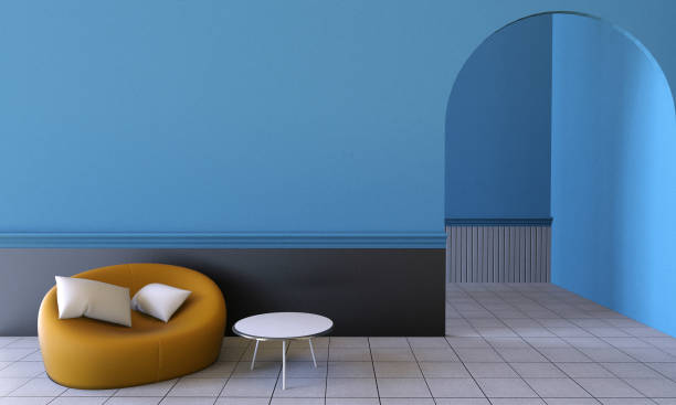 istock Living rooms Modern Blue wall and Modern chair 664174586